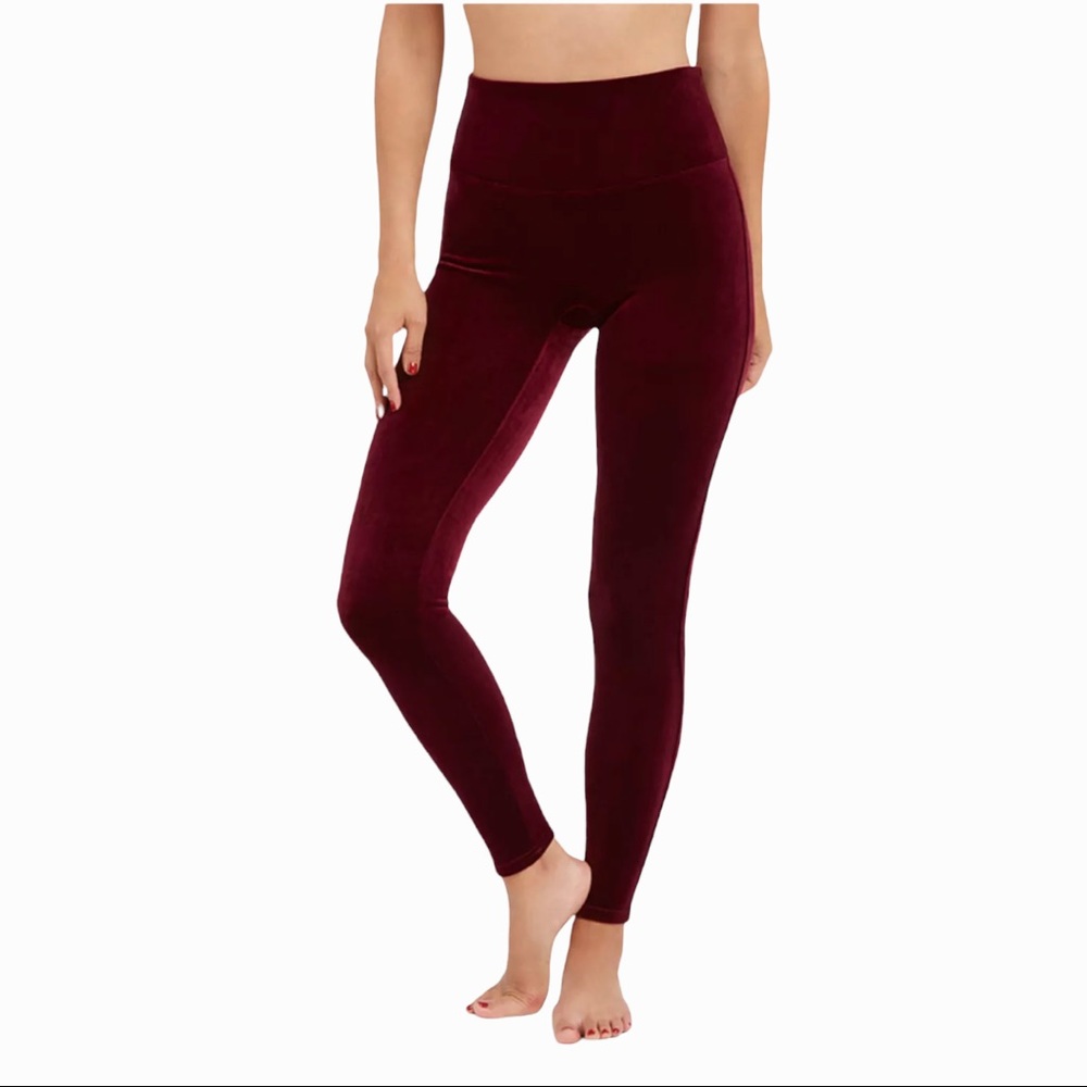 Spanx Velvet Leggings in Color Rich Burgundy - Picture 5 of 6